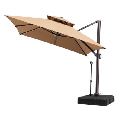 Outdoor Patio 10X13Feet Aluminum Double Top Cantilever Umbrella with Rod Wheel Base