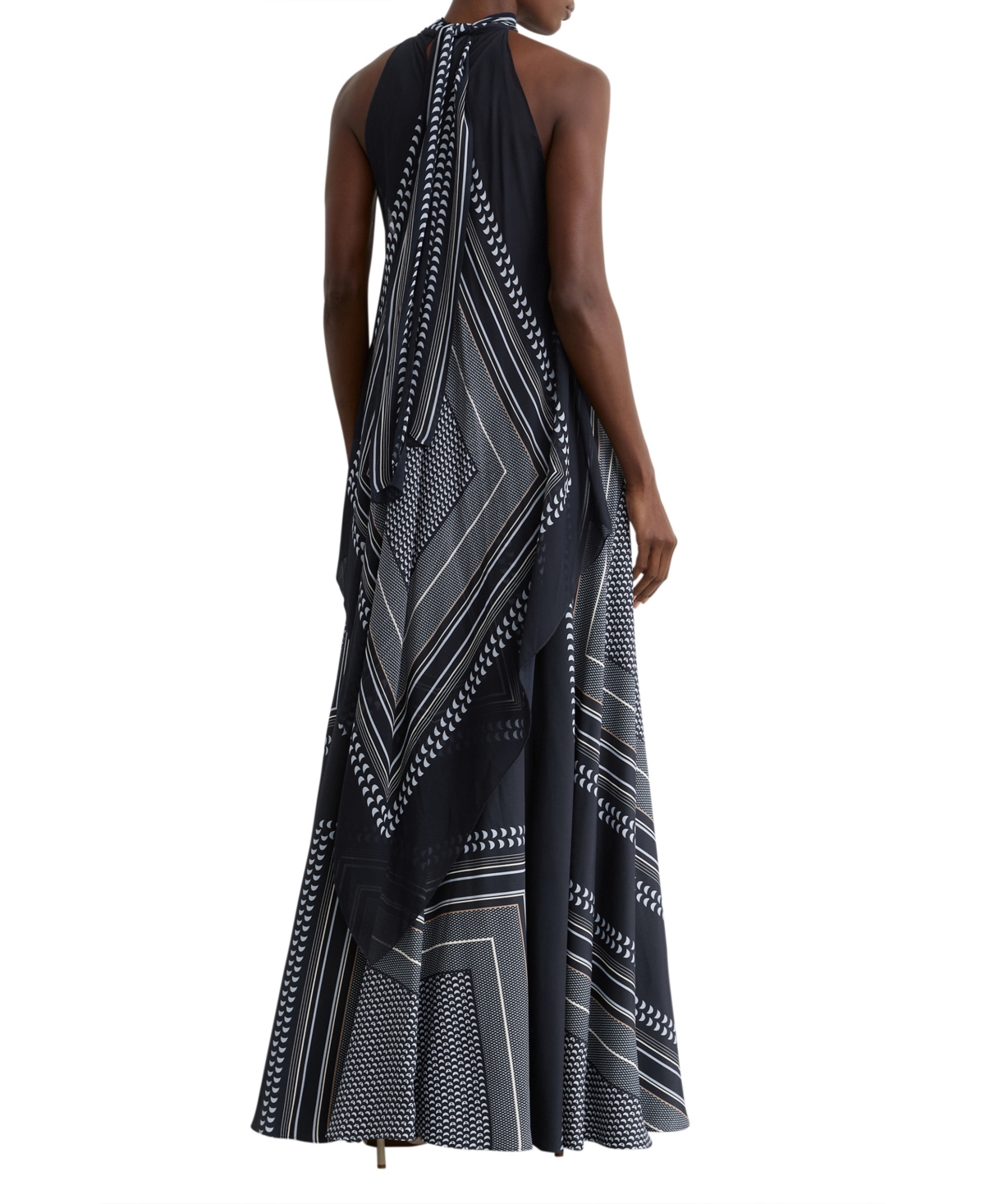 Reiss Women's Scarf-Print Tie-Neck Maxi Dress