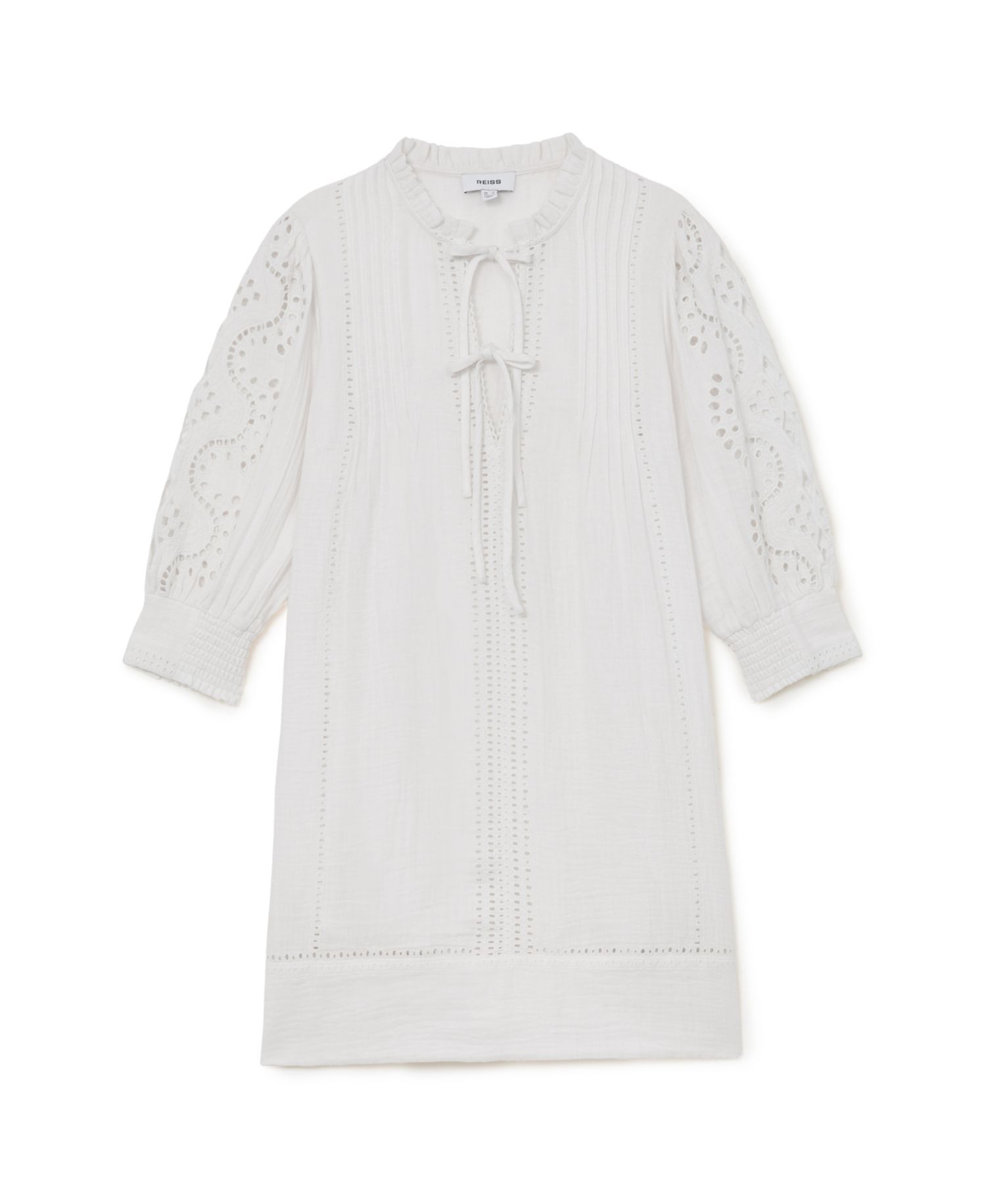 Women's Cotton Cheesecloth Broderie Mini Dress