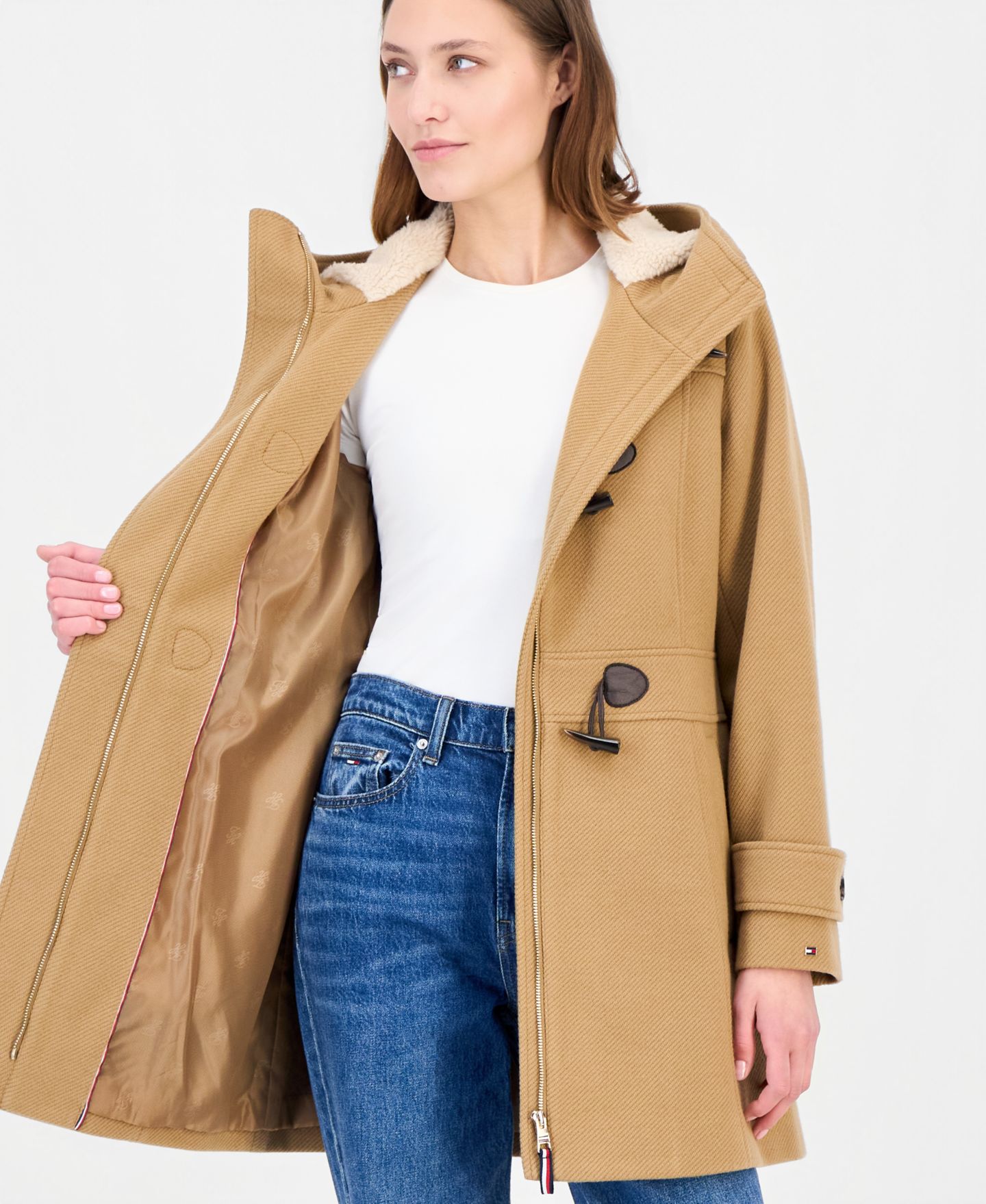 Женское пальто Tommy Hilfiger Faux-Fur-Lined Hooded Toggle, цвет: Верблюжий — фото 3