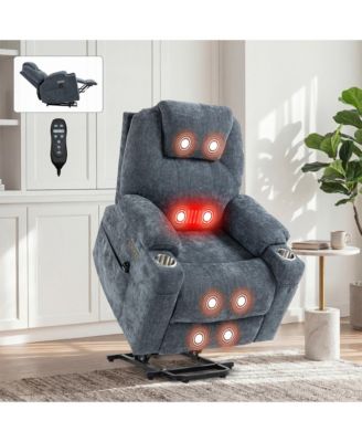 Up to 350 LBS Power Lift Recliner Chair Heavy Duty Motion Mechanism with Vibration Massage and Lumbar Heating, USB and Type-C Ports
