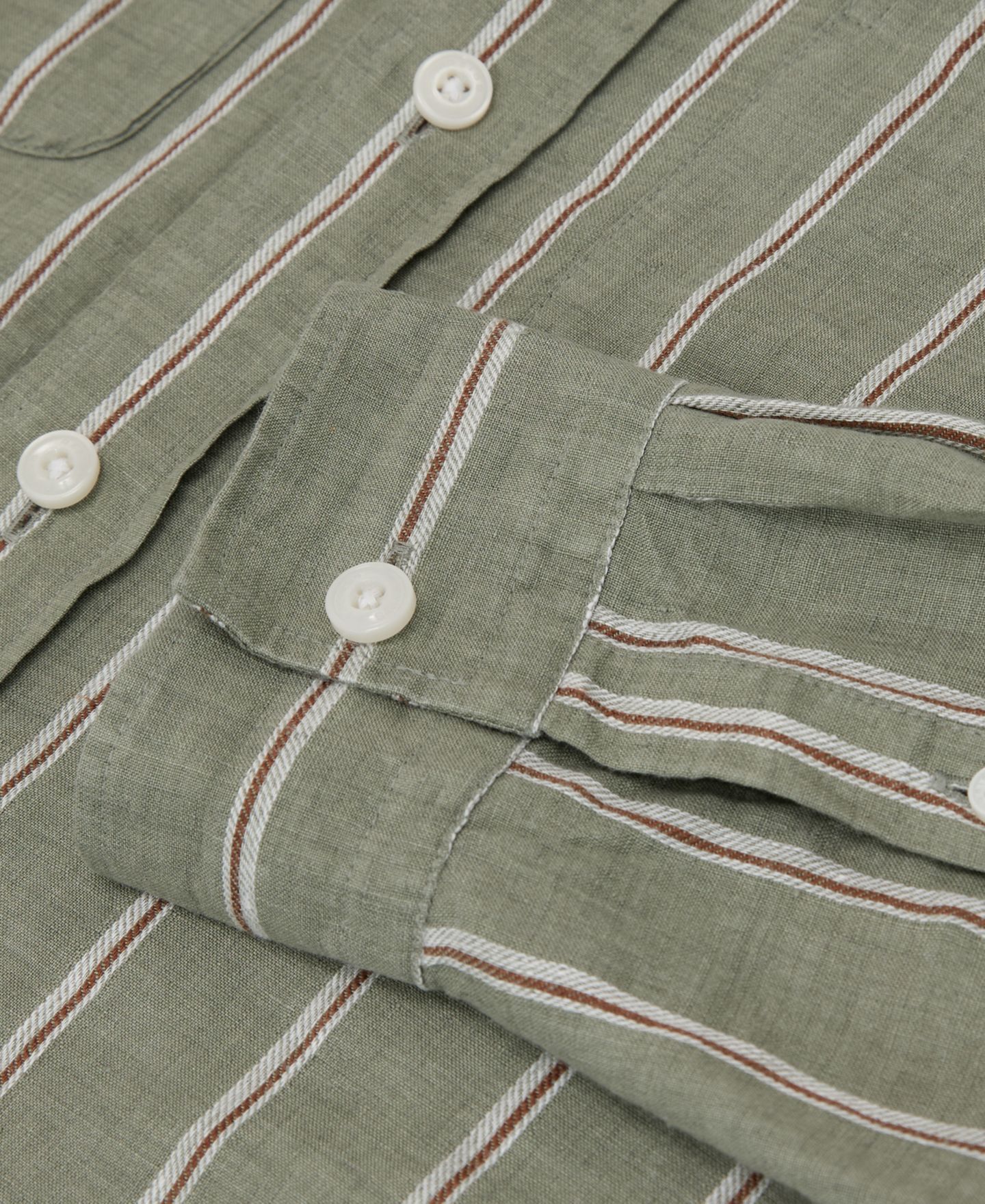Мужская рубашка REISS Rubus Stripe Linen, цвет: Зелёный / Белый — фото 3