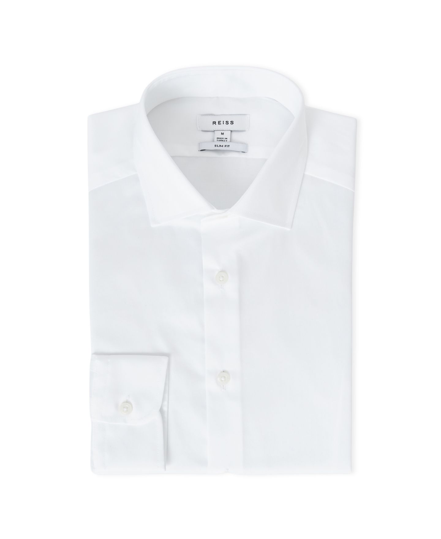 Мужская рубашка REISS Remote Slim-Fit Cotton-Satin Cutaway-Collar Dress Shirt, цвет: Белый — фото 3