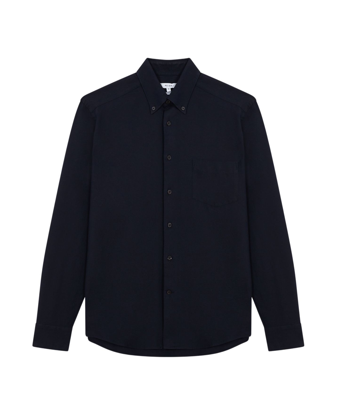 Мужская рубашка REISS Greenwich Slim-Fit Button-Down Collar Cotton Oxford Dress Shirt, цвет: Тёмно-синий — фото 3