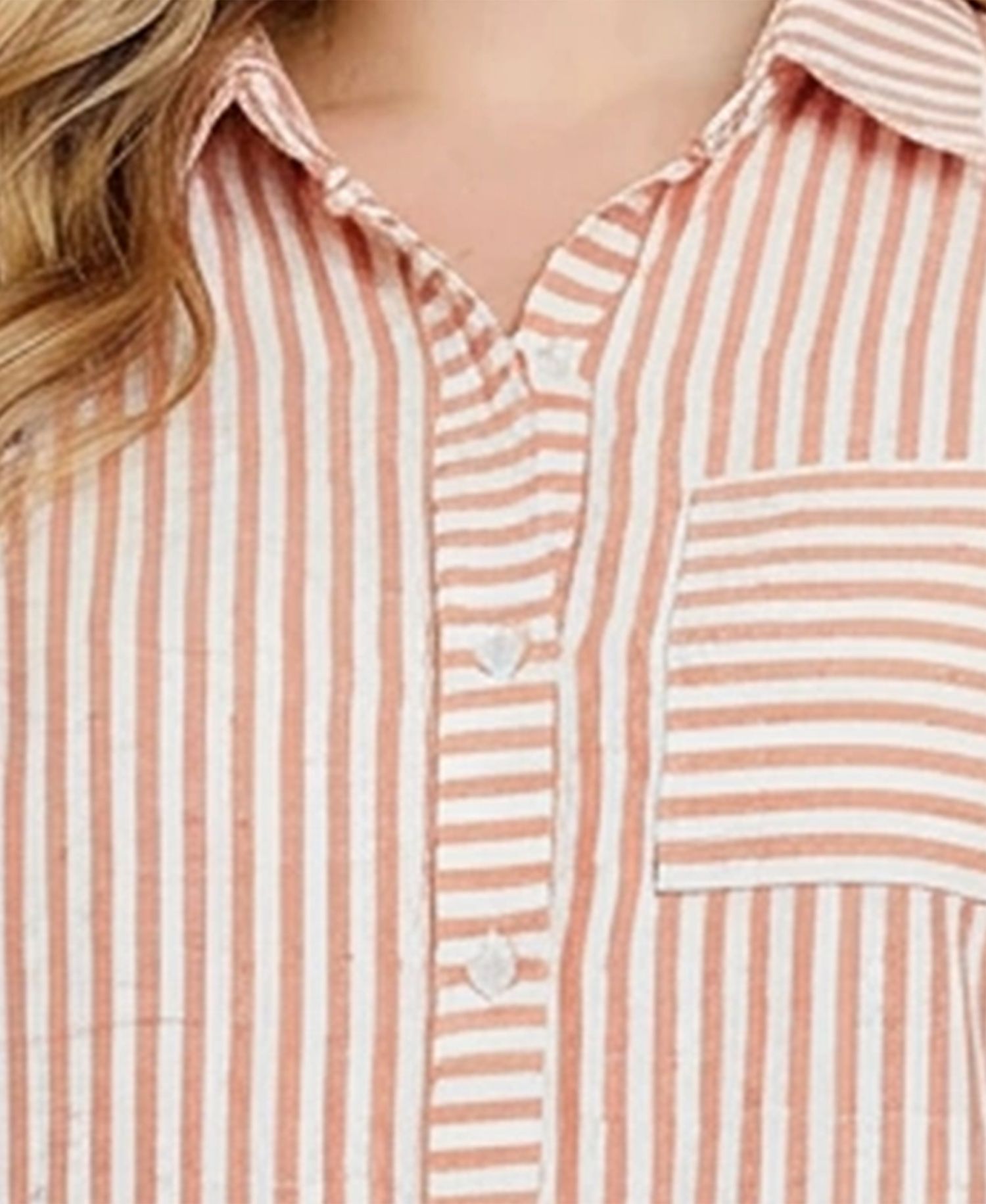 Plus Size 3/4-Sleeve Roll Tab Top