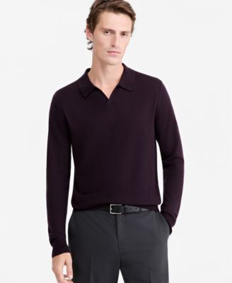 Men's Long-Sleeve Johnny Collar Merino Wool Sweater