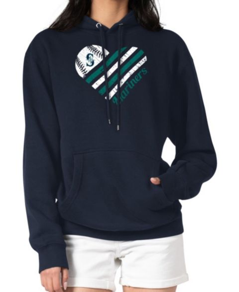 Женское худи G-III 4Her by Carl Banks Navy Seattle Mariners Heart Fleece Pullover