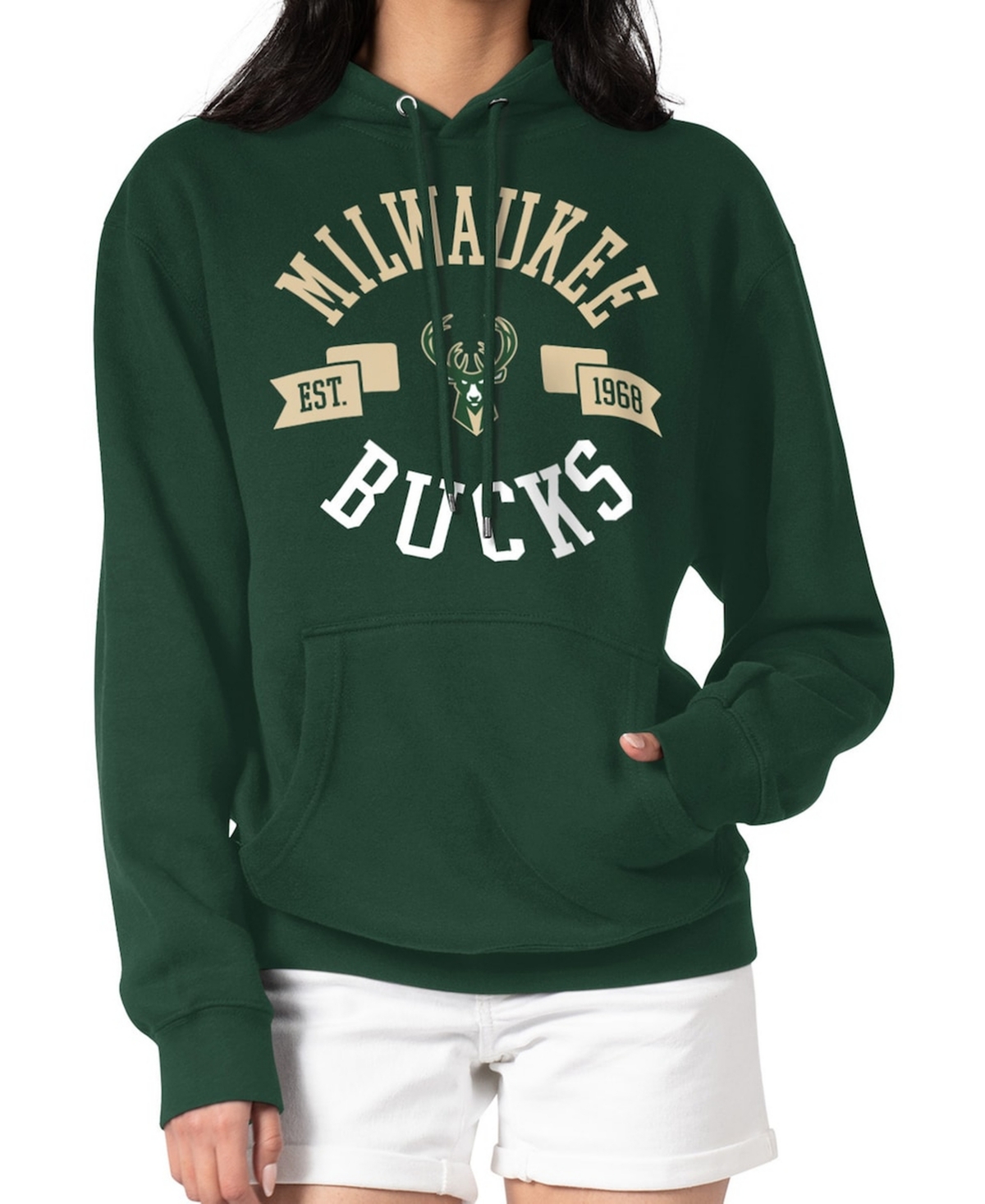 G-iii 4Her by Carl Banks Women's Green Milwaukee Bucks City Pullover Hoodie