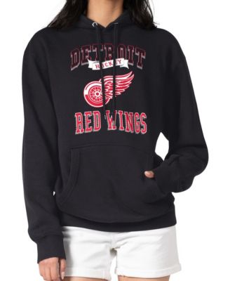 Women's Black Detroit Red Wings Team Logo Tri-Blend Fleece Pullover Hoodie