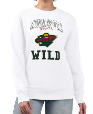 Women's White Minnesota Wild Team Logo Tri-Blend Fleece Pullover Sweatshirt