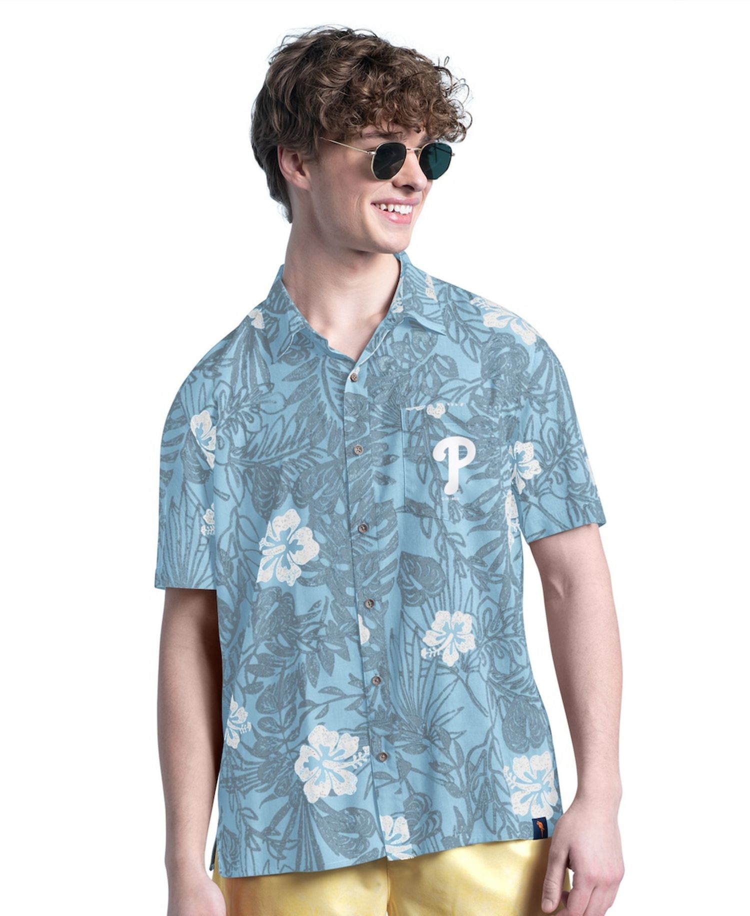 Men's Blue Philadelphia Phillies Palm Shade Party Button-Up Shirt