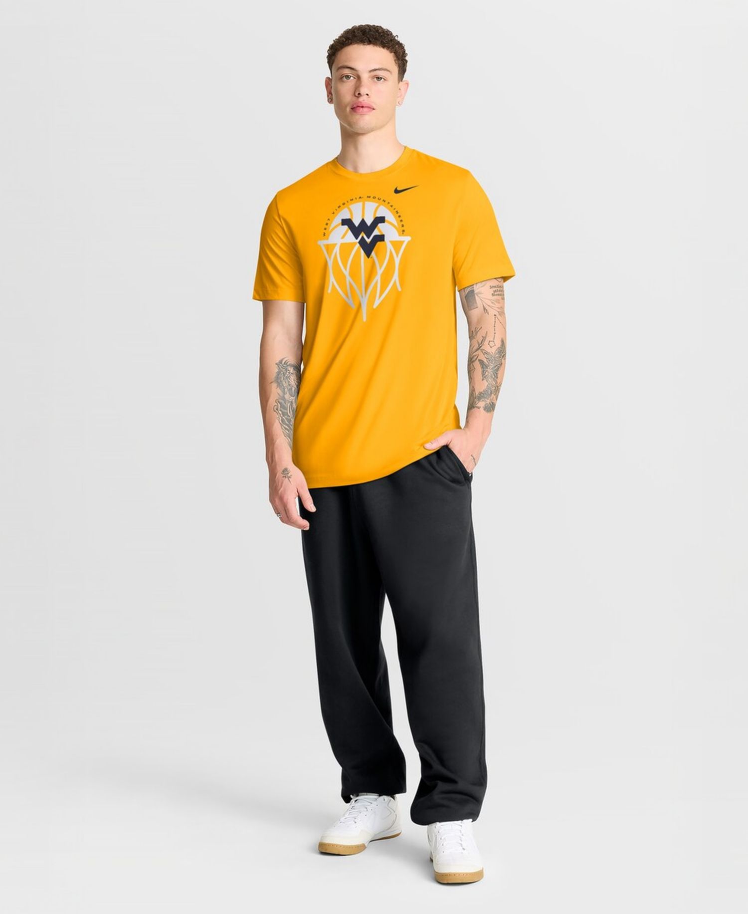 Men's Gold West Virginia Mountaineers Basketball Icon Legend Dri-FIT T-Shirt