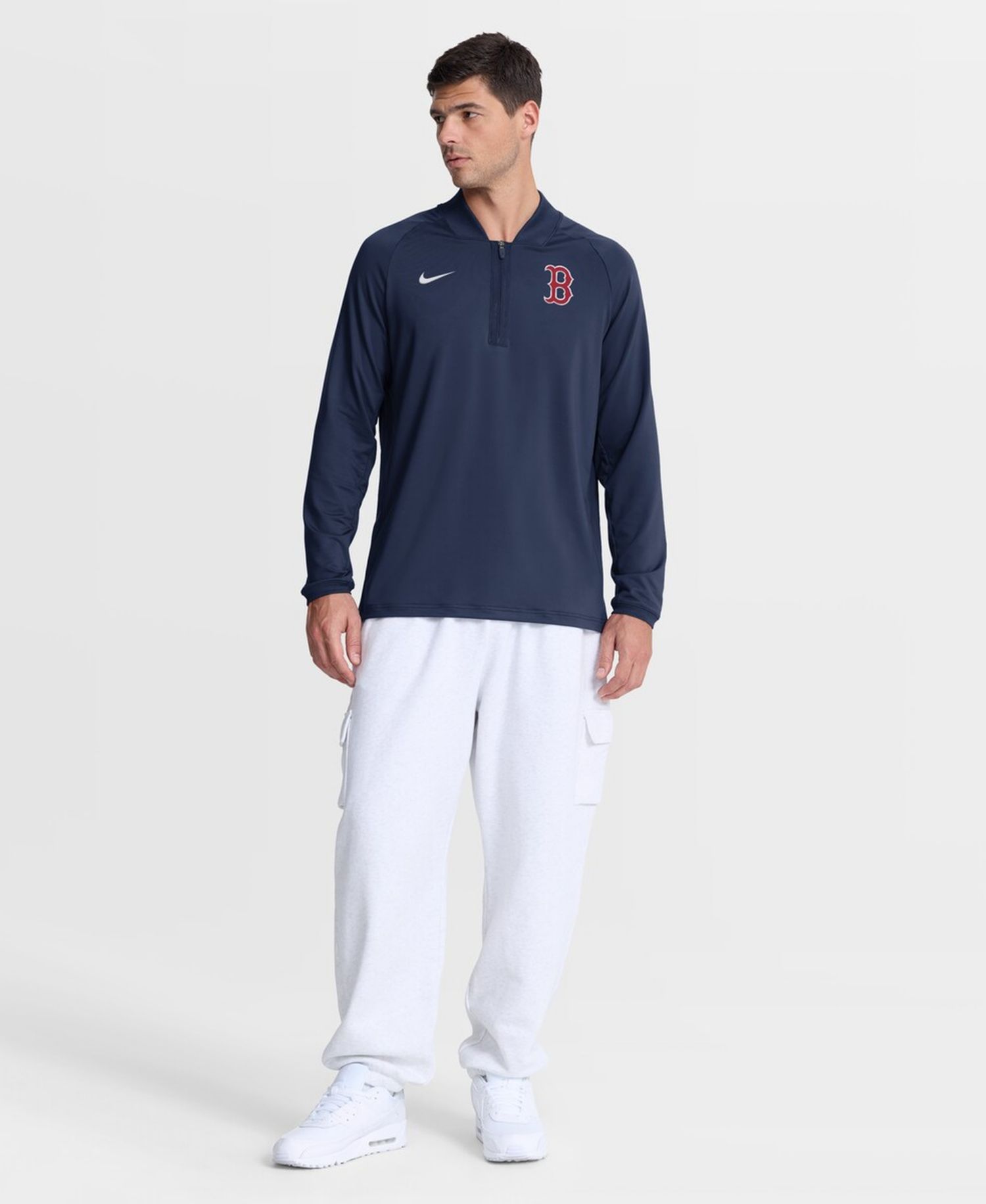 Men's Navy Boston Red Sox Authentic Collection Dri-FIT Raglan Half-Zip Pullover
