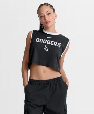 Women's Black Los Angeles Dodgers Primetime Loose Dri-FIT Cropped Tank Top