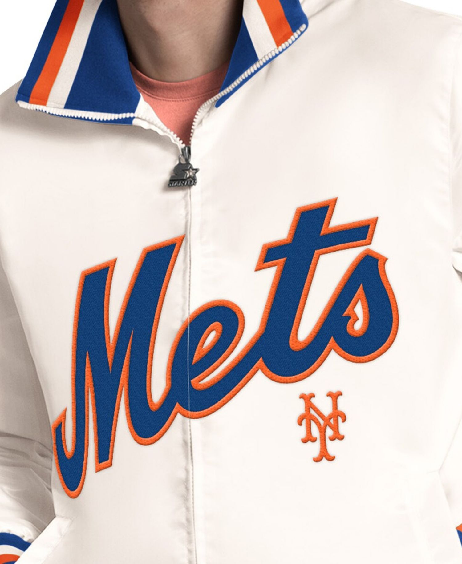 Men's White New York Mets The Captain Cooperstown Logo Full-Zip Varsity Jacket