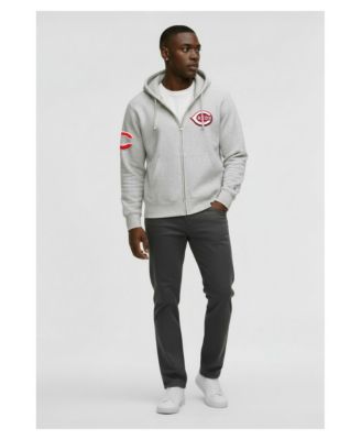 Men's Gray Cincinnati Reds Reverse Weave Chenille Full-Zip Hoodie