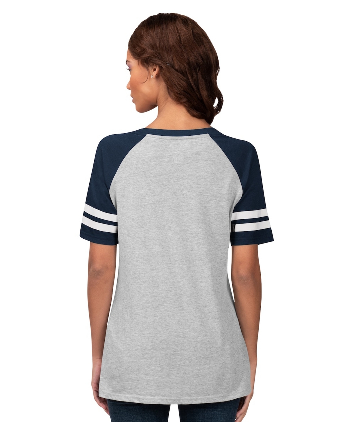 G-iii 4Her By Carl Banks Women's Heather Gray Milwaukee Brewers Goal Line Raglan V-Neck T-Shirt
