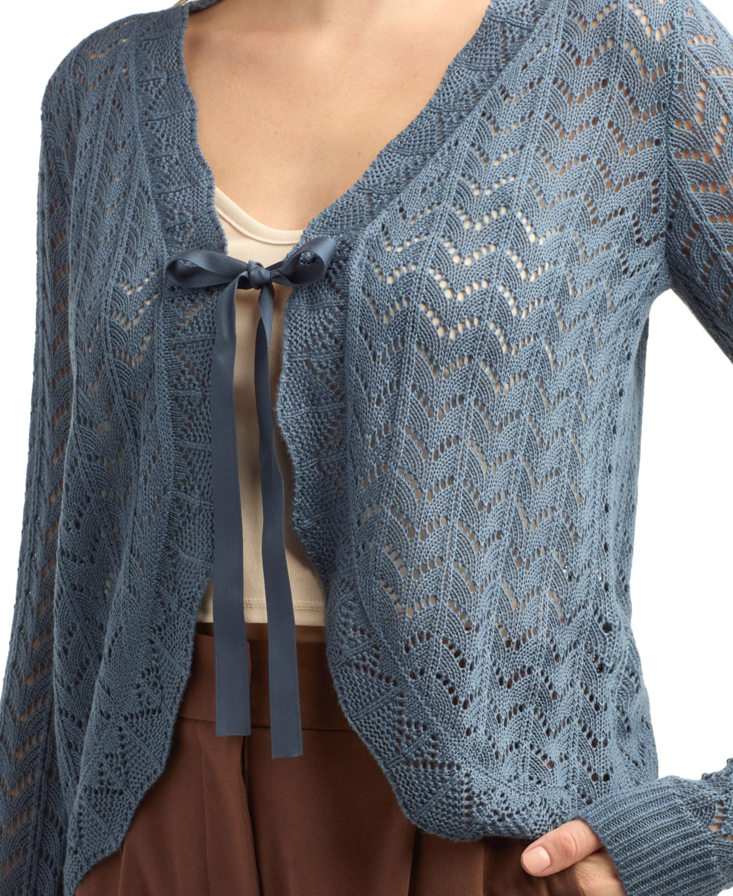 Juniors' Tie-Front Bolero Sweater