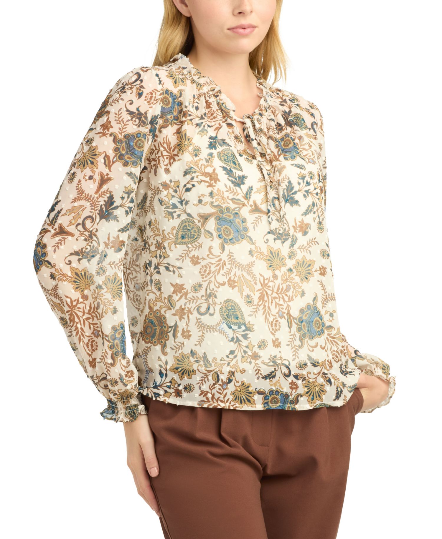 Juniors' Print Clip Dot Top