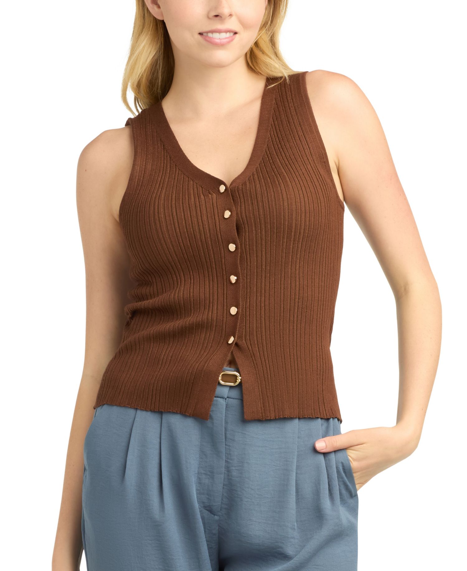 Juniors' Halter Vest Sweater