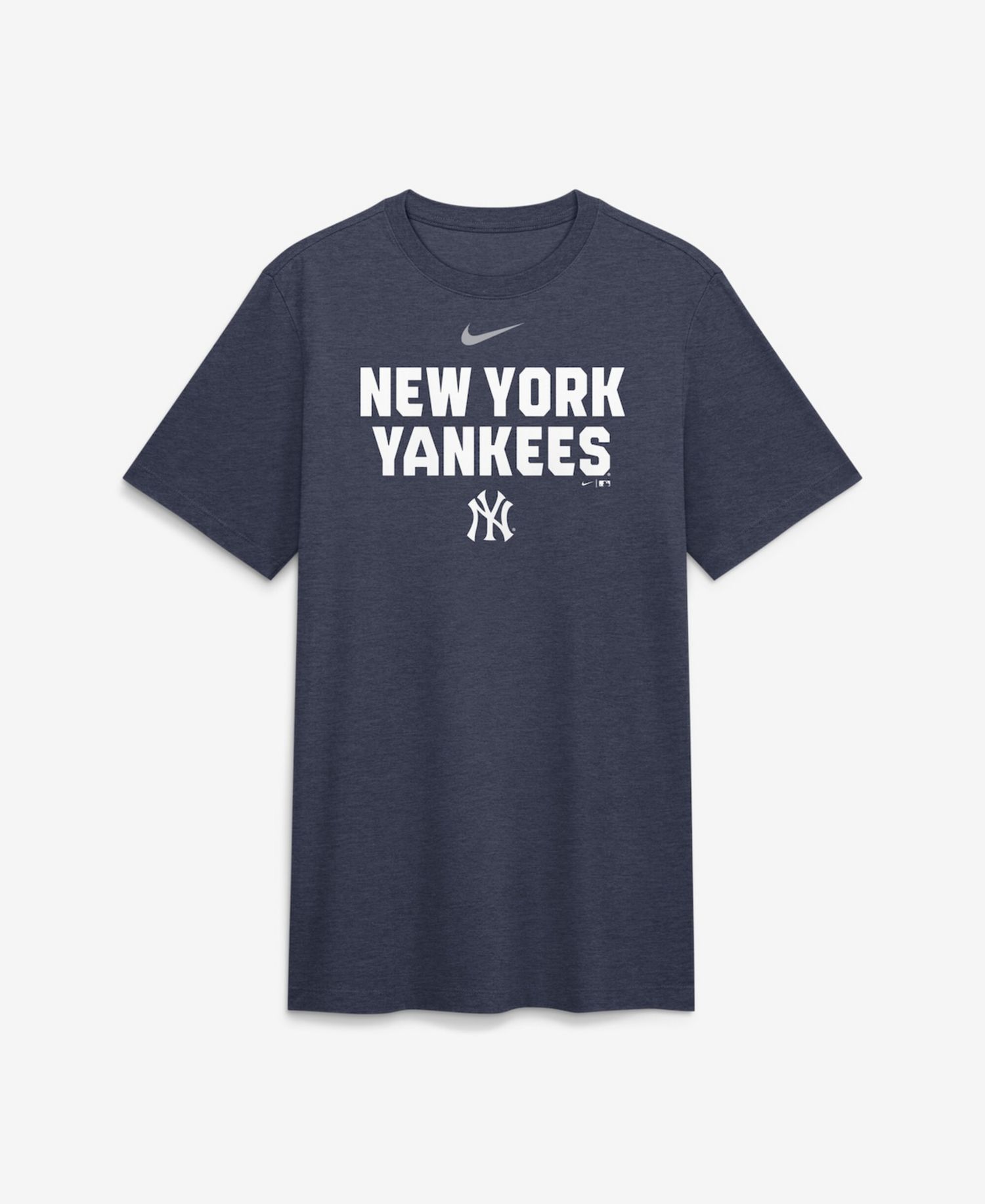 Men's Heather Navy New York Yankees Stacked Tri-Blend T-Shirt