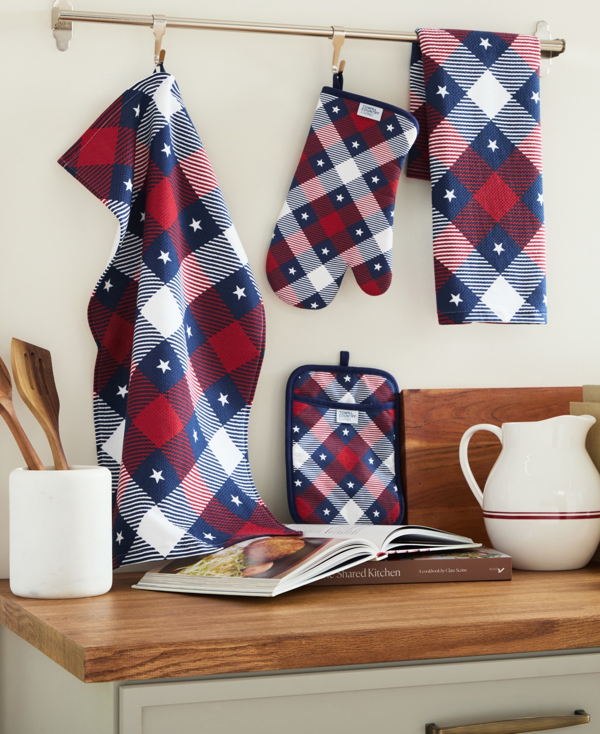 Town & Country Living Patriotic Plaid 4-Piece Kitchen Essentials Set