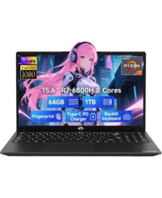 15.6" IPS FHD-Gaming-Laptop, 8 Cores AMD Ryzen 7 6800H 64GB DDR5 RAM 1TB SSD 4.7GHz Fingerprint 100W