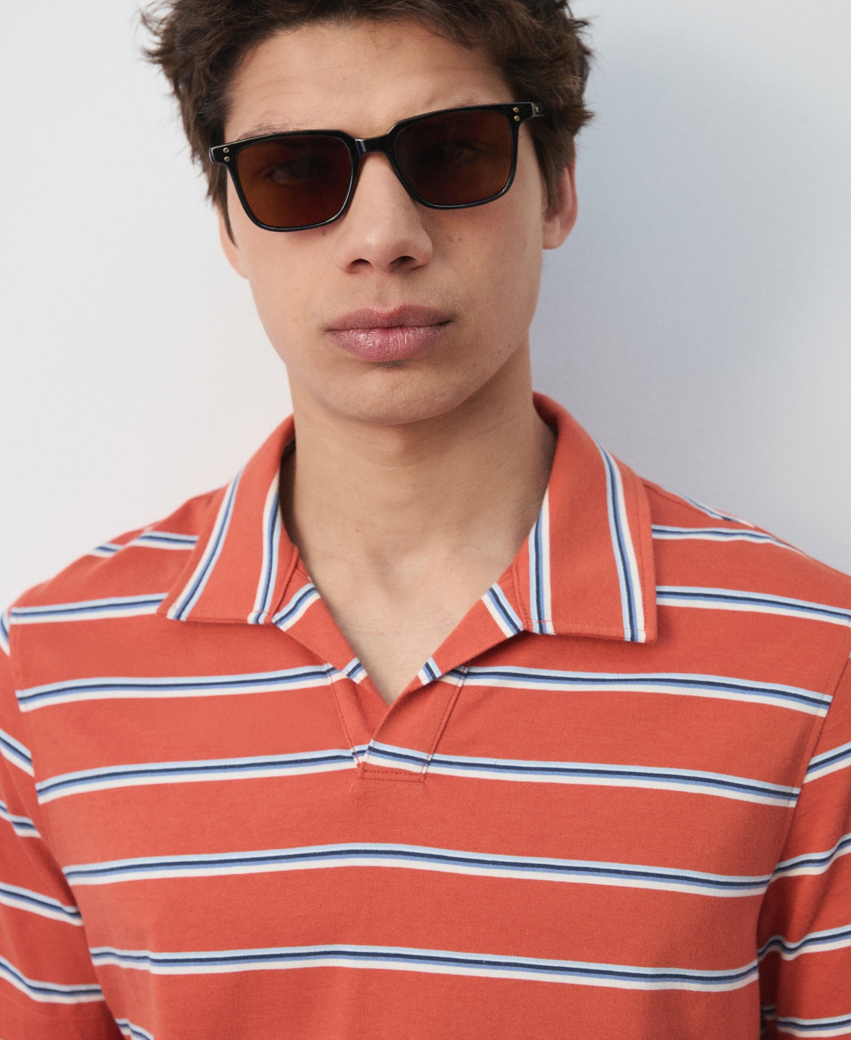 Mango Men's Regular-Fit Striped Pique Cotton Polo Shirt