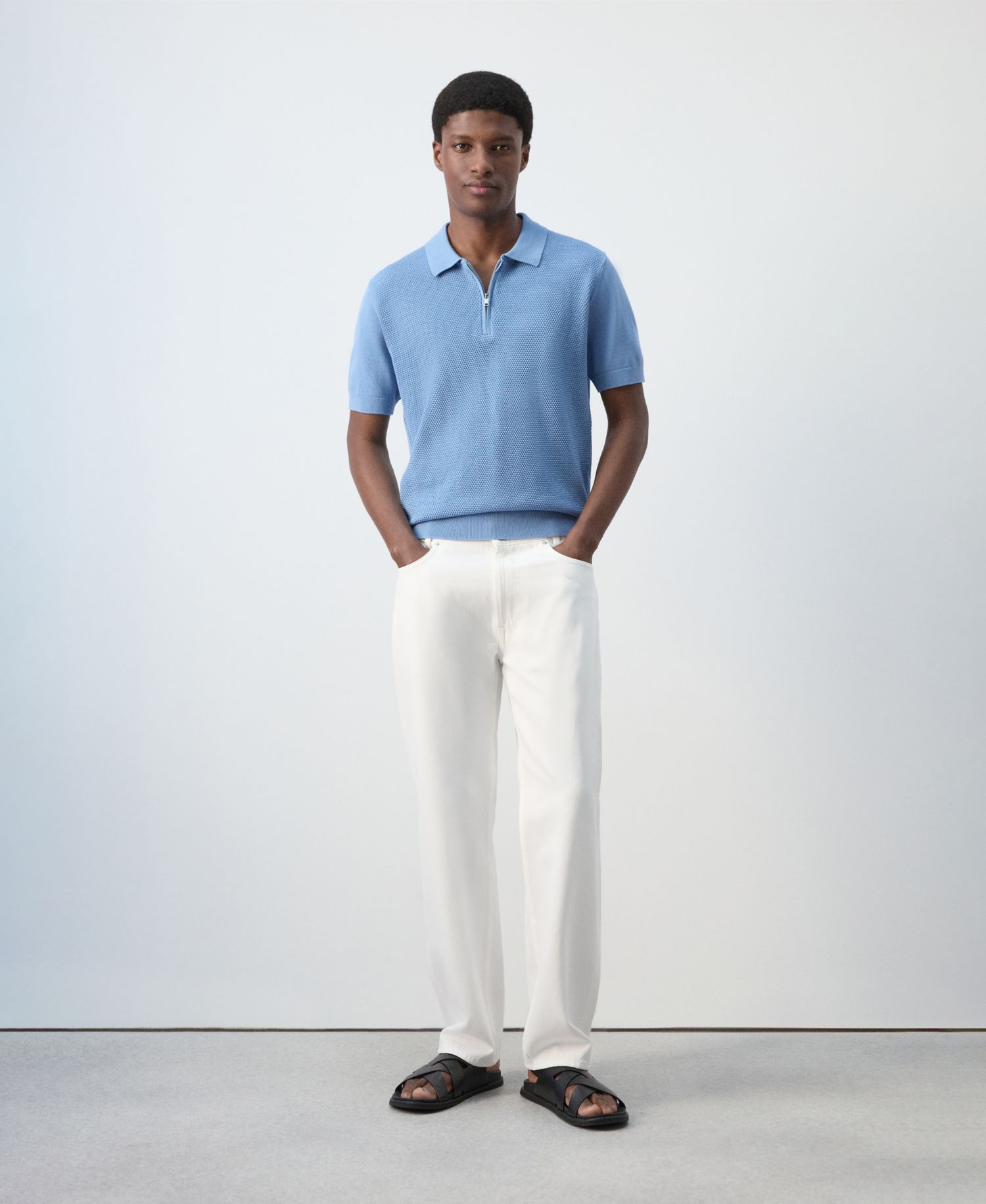 Men's Zipper Knitted Polo Shirt