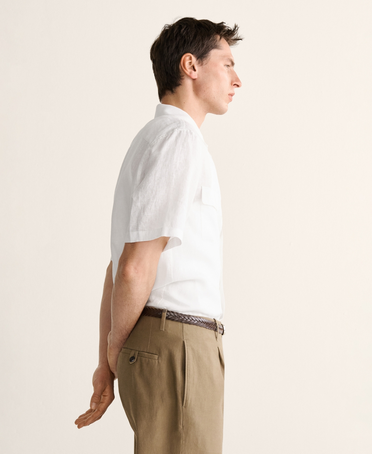 Mango Men's Linen Bowling-Collar Shirt