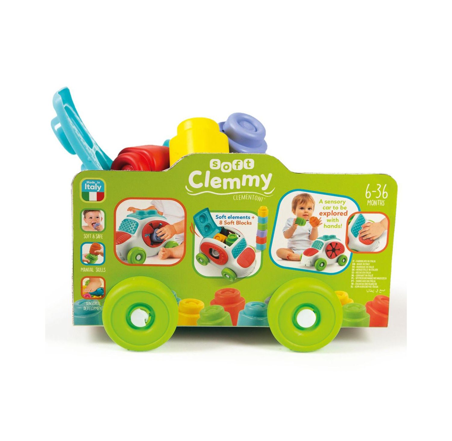 Baby Clemmy Baby Soft Clemmy - Sensory Car - 8 Pieces