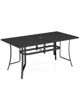63 x 33 in Rectangle Metal Patio Dining Table for 6 with Umbrella Hole
