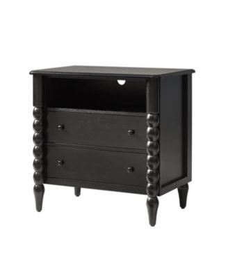 Isidora Transitional 28"W 2-Drawer Spindle-Style Solid Wood Columns End Table with USB Ports