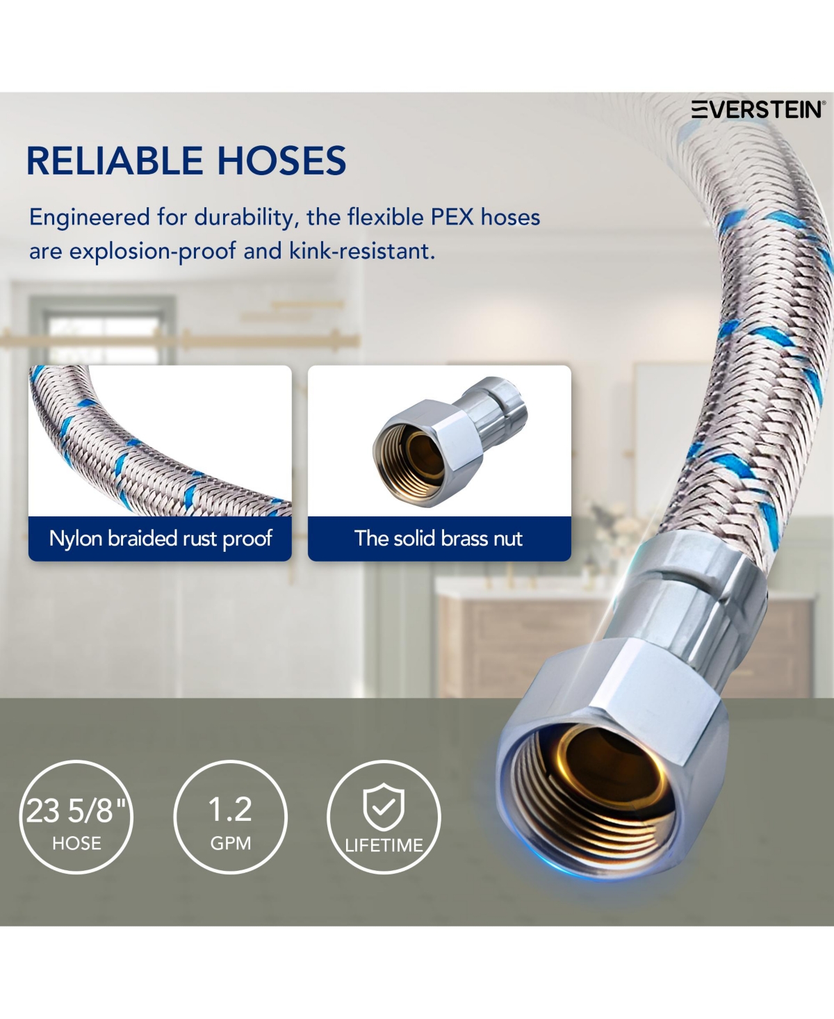 Everstein Widespread Bathroom Faucet 3 Hole 2-Handle Sink with Drain Assembly