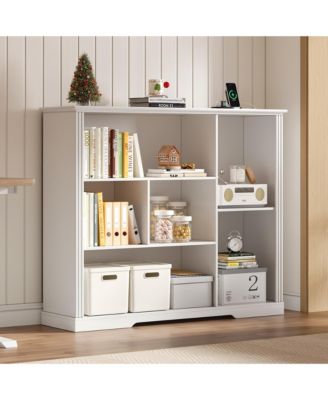 6-Shelf Modern Bookcase With Tri-color Sensor Light
