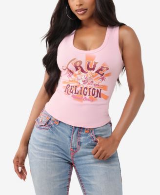 Women's Crystal Halter Rib Tank Top