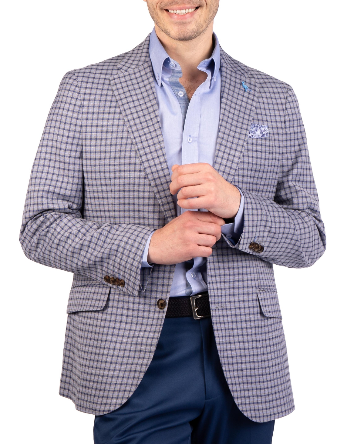 Tailorbyrd Men's Melange Mini Plaid Sport Coat