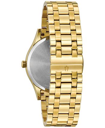 Bulova - Men's Dress Diamond Accent Gold-Tone Stainless Steel Bracelet Watch 40mm 97D108