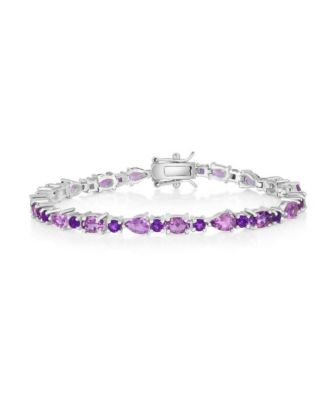 Sterling Silver, Multi-Shaped Gem Bracelet - Multi-Amethyst