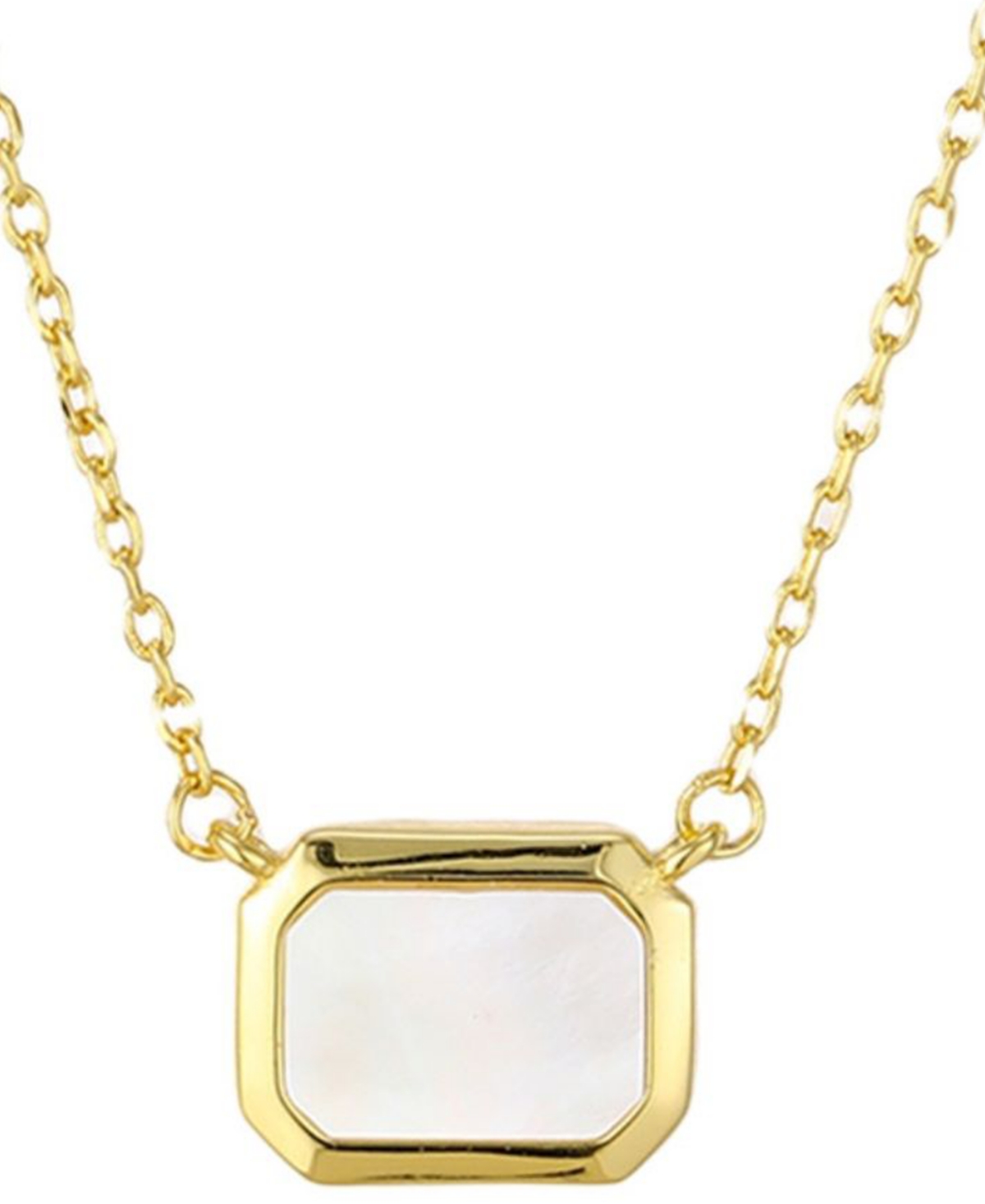 St. Moran Gold Natural Imitation Pearl Bezeled Sideways Solange Necklace