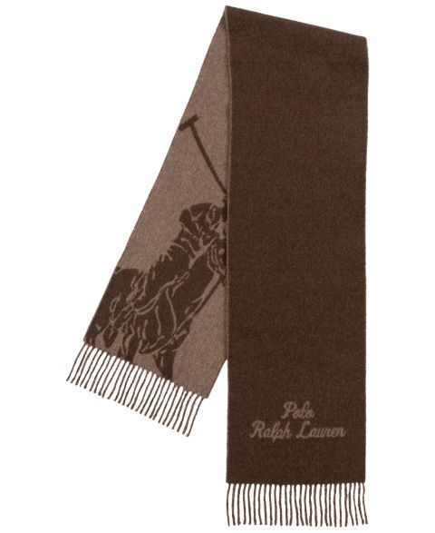 Мужской шарф Polo Ralph Lauren Big Pony Jacquard, цвет: Коричневый / Верблюжий