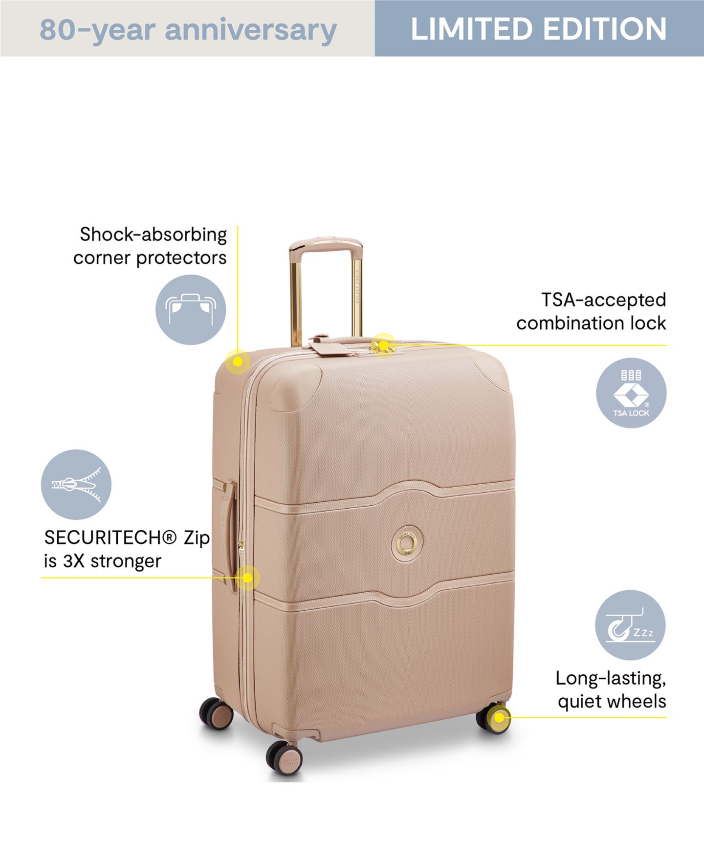 Сумка Delsey Paris Chatelet Air 2.0 Large Upright Check-In Spinner, цвет: Бежевый розовый — фото 9