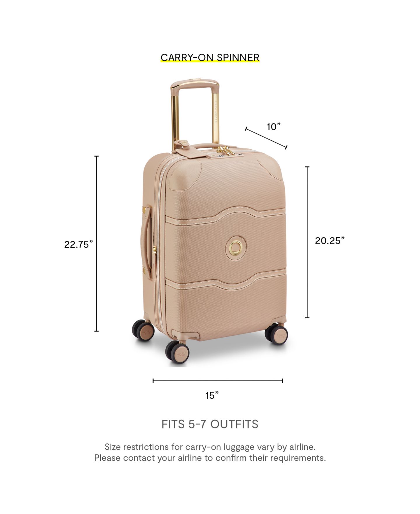 Чемодан Delsey Paris Chatelet Air 2.0 Carry-On Spinner, цвет: Бежевый розовый — фото 11