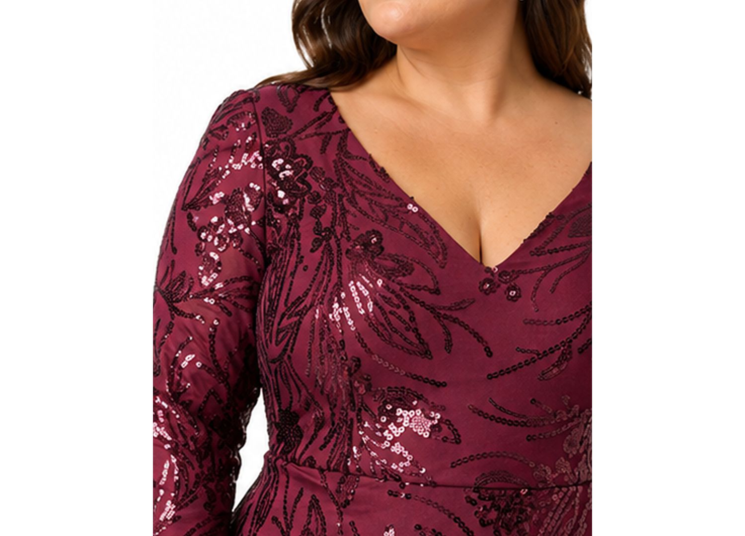 Plus Size V-Neck Column Gown