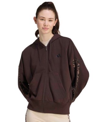 Women's Seasonal Essentials Animal Print 3-Stripes Hooded Track Jacket
