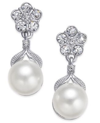 Eliot Danori Silver-Tone Imitation Pearl Post Earrings, Created for ...
