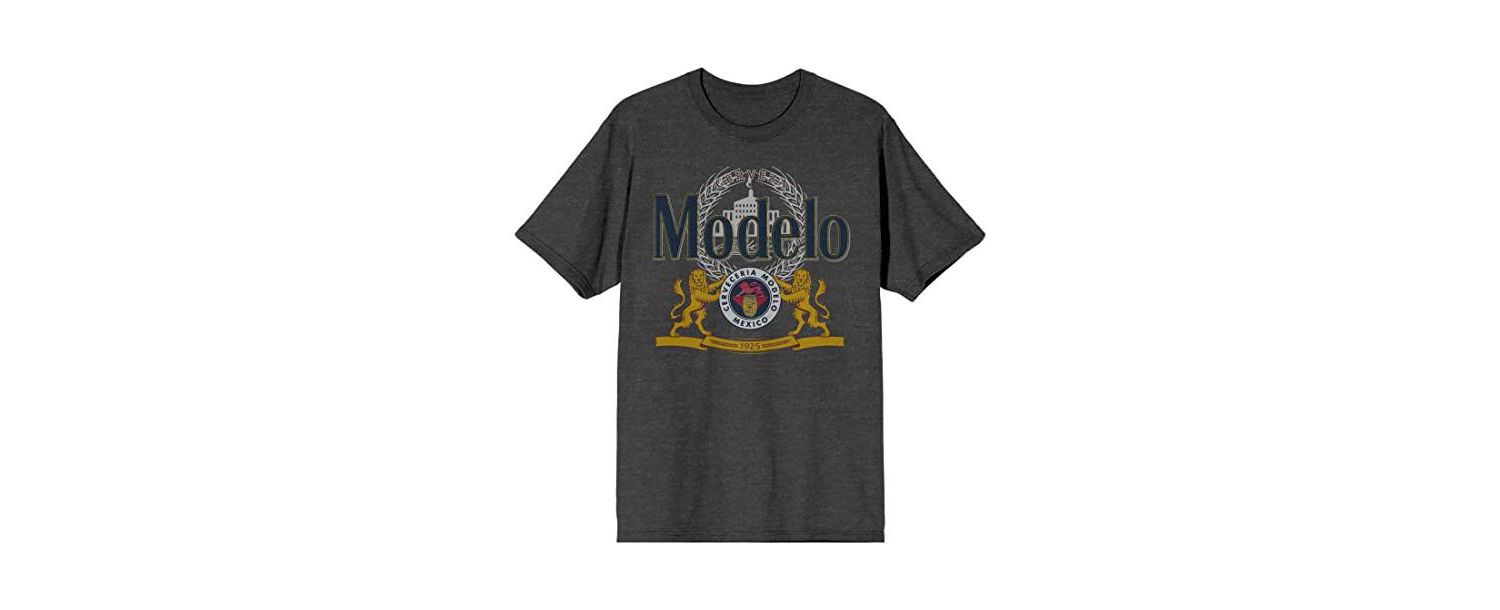 Men's Beer Logo Crest Charcoal Heather Graphic Tee-Small