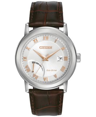 Citizen - Men's Eco-Drive Brown Leather Strap Watch 41mm AW7020-00A