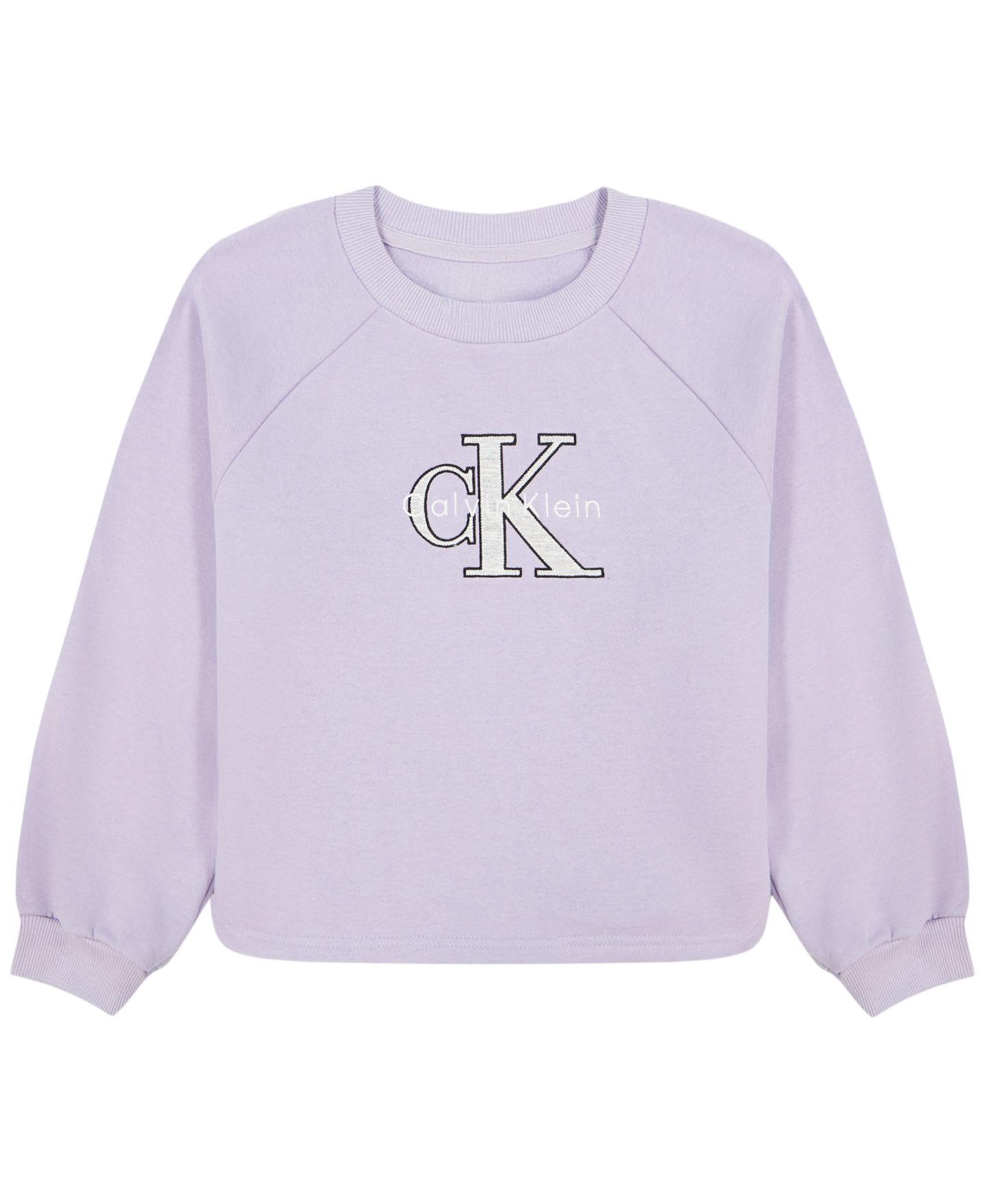 Толстовка Calvin Klein Logo Long-Sleeve для девочек, цвет: Орхидея — фото 1