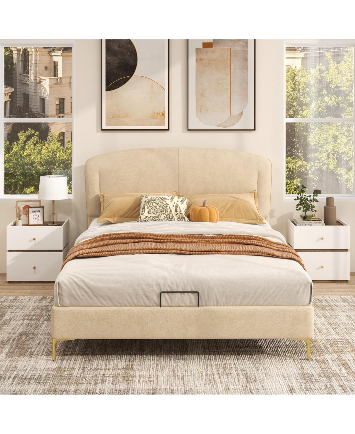 Slickblue 2 Drawer Modern Nightstand with Storage for Bedroom and Living Room